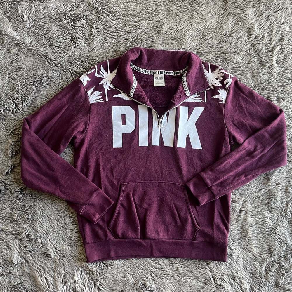 ✨2/25✨Victorias Secret PINK Tropical 1/4 Zip - Picture 1 of 4